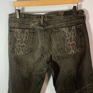 Citizens of humanity leopard stretch #059 Ava straight leg faded black embroider